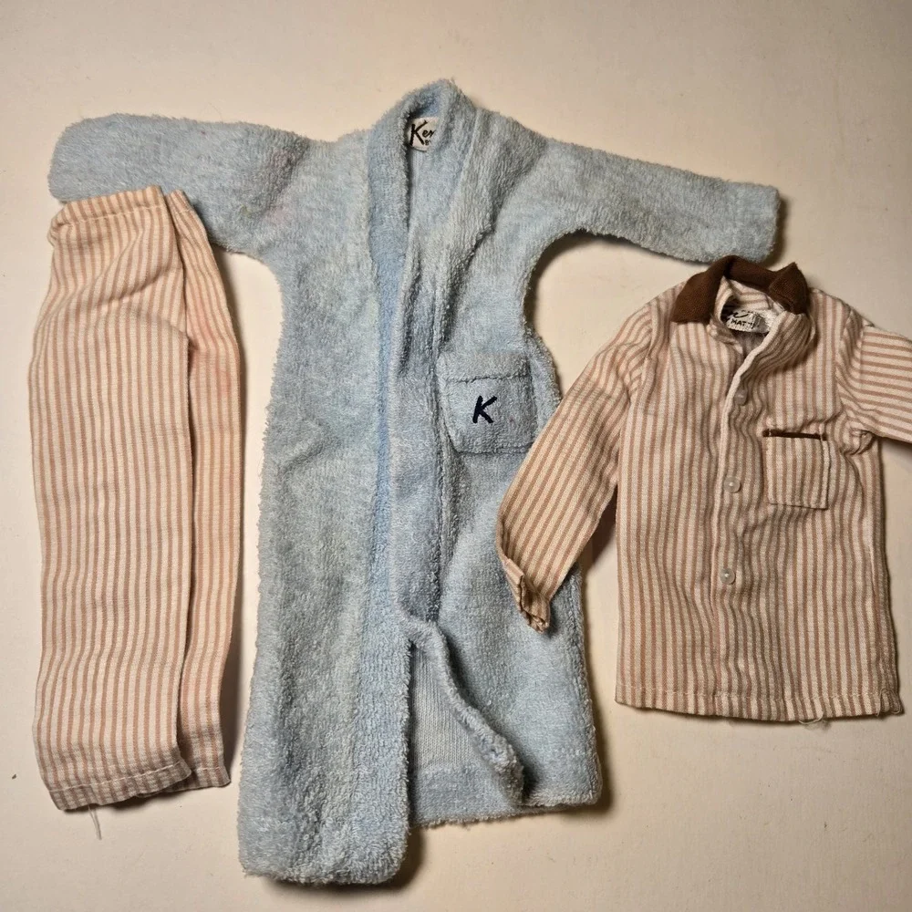 Vintage 1960s Barbie‎ Ken #781 Sleeper Set Complete PJs w/ Terry cloth Robe Euc